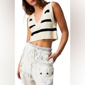 Free People Santa Monica Vest – Black & White Combo | Size S